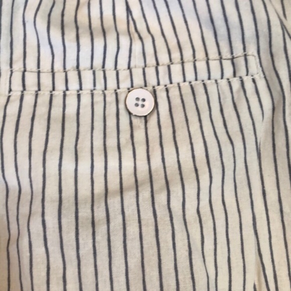 Sandwich Linen Blue Stripe fitted Waist MIDI Skirt - Picture 9 of 9